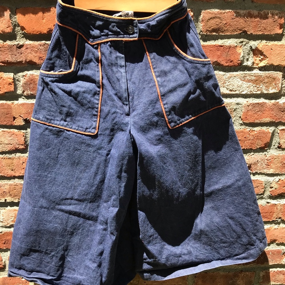 90s wide leg jean dark cotton denim orange trim